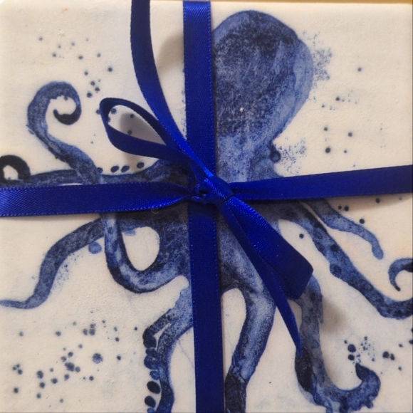 Ceramic Decopauged Coastal Themed Coasters - Picture 2 of 2